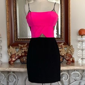NOAM HANOCH Pink And Black Dress Sheer Back EUC